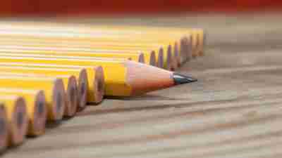 One sharp pencil among unsharpened pencils.