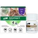 Advantage II Large Cats Over 9 lbs.|Vet-Recommended Flea Treatment & Prevention|4-Month Supply + Tapeworm Dewormer for Cats (3 Tablets)