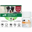 Advantage II Large Dogs 21-55 lbs.|Vet-Recommended Flea Treatment & Prevention|4-Month Supply + Tapeworm Dewormer for Dogs (5 Tablets)