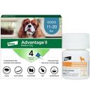 Advantage II Medium Dogs 11-20 lbs.|Vet-Recommended Flea Treatment & Prevention|4-Month Supply + Tapeworm Dewormer for Dogs (5 Tablets)