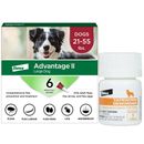 Advantage II Large Dogs 21-55 lbs.|Vet-Recommended Flea Treatment & Prevention|6-Month Supply + Tapeworm Dewormer for Dogs (5 Tablets)