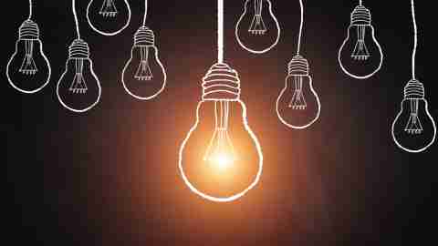 Illustration of light bulbs symbolizing big ideas in career of ADHD adult