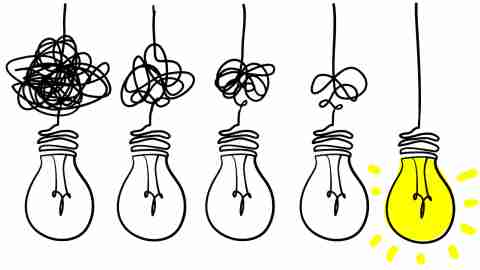 Lightbulbs shown in series to illustrate the process of learning and grasping something.