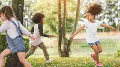 Girls with ADHD run and play outside.