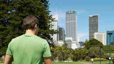 Man out walking in the park