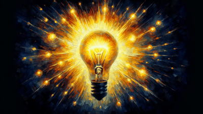 A large illuminated lightbulb against a dark background, communicating problem solving skills and innovation.