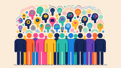 A vibrant, flat-design illustration depicting neurodiversity, featuring a group of simplified, stylized human figures. Each figure is uniquely colored and contains a distinctive symbol (like, a light bulb, waves, and gears) representing different cognitive traits and abilities in a diverse spectrum of brain functions. The background will be minimalistic to ensure the focus is on the diversity and unity of these figures. Image generated by AI.